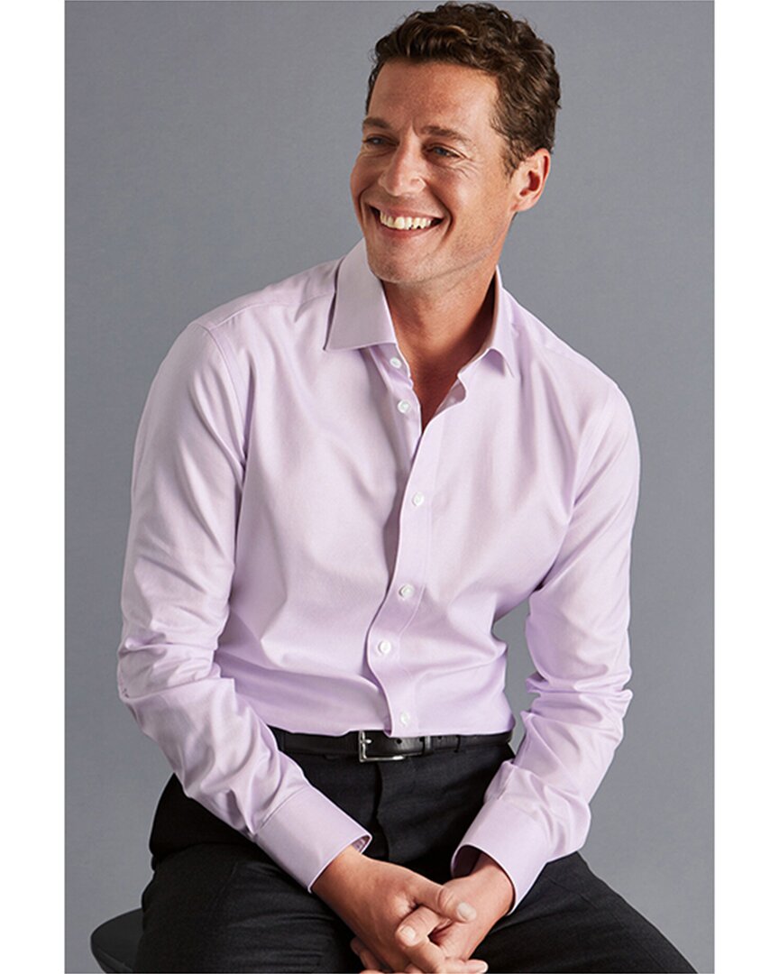 Charles Tyrwhitt Egyptian Link Weave Slim Fit Shirt In Purple