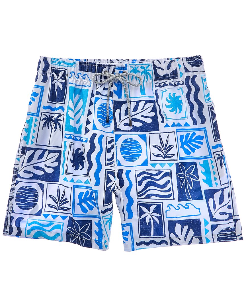 Vintage Summer 4-way Stretch Volley Swim Trunk In Blue