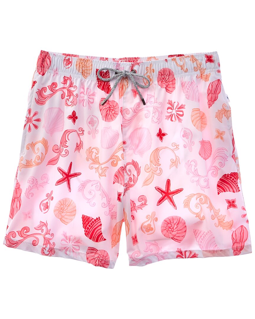 Vintage Summer 4-way Stretch Volley Swim Trunks In Pink