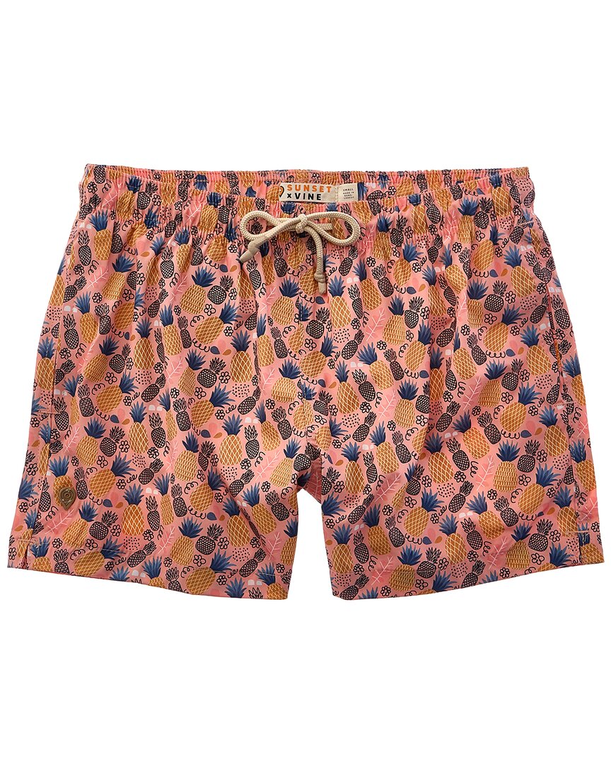 Sunset And Vine Microfiber Woven Printed Swim Trunk In Multi