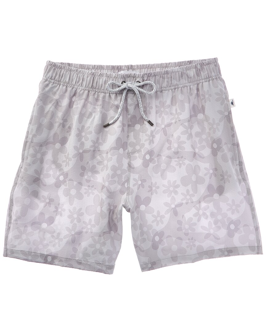 Vintage Summer Seersucker Stretch Volley Swim Trunk In Gray