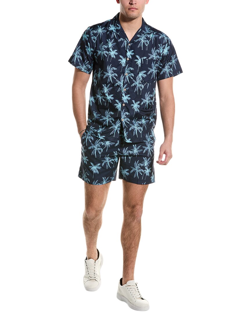 Shop Trunks Surf & Swim Co. Waikiki Shirt & Sano Swim Short Set In Blue