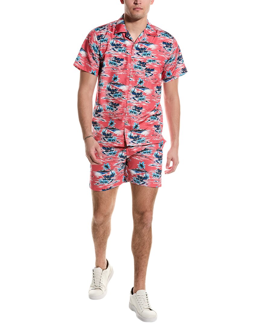 Trunks Surf & Swim Co. Waikiki Shirt & Sano Swim Short Set In Pink