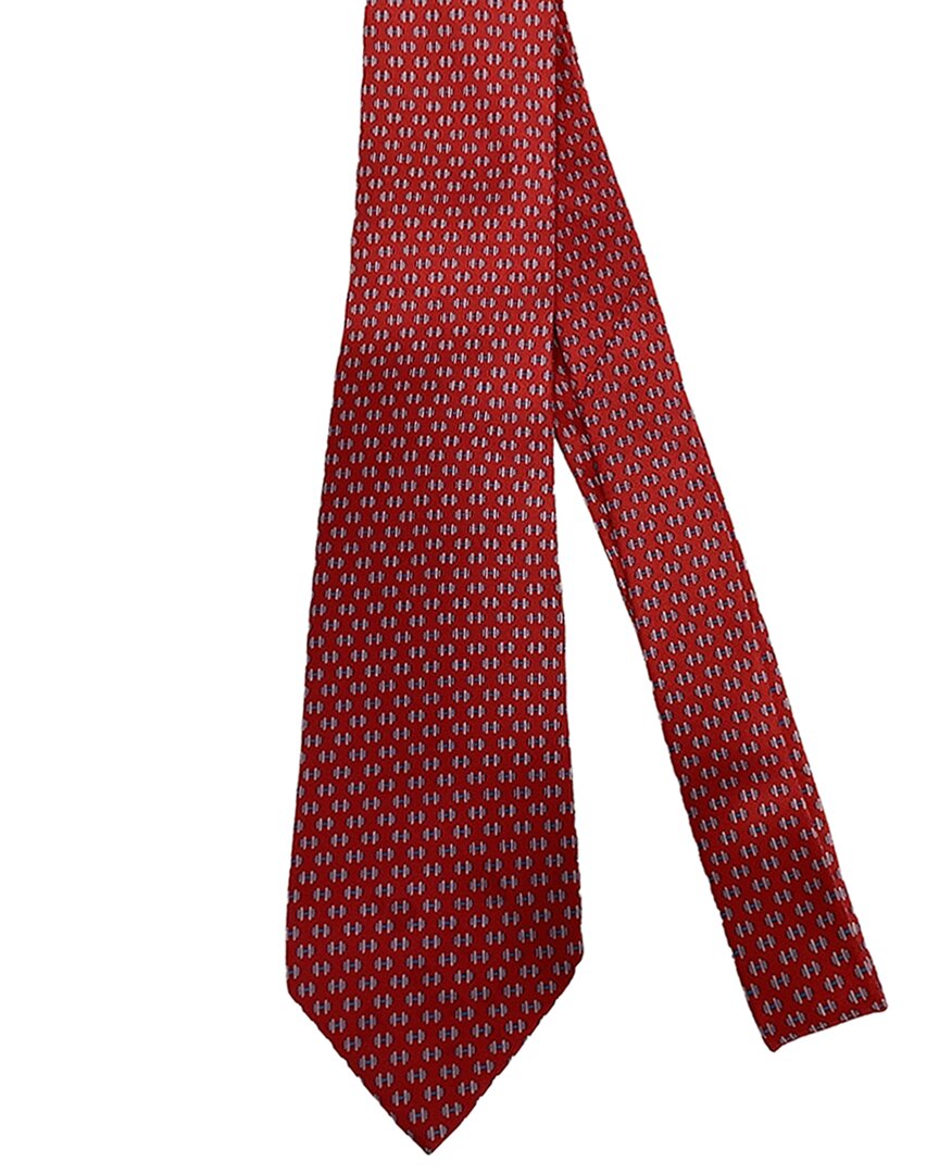 Ferragamo Printed Tie (authentic Pre-loved) In Burgundy