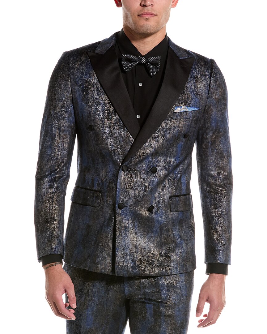 Paisley & Gray Soho Slim Fit Velvet Tux Jacket In Blue