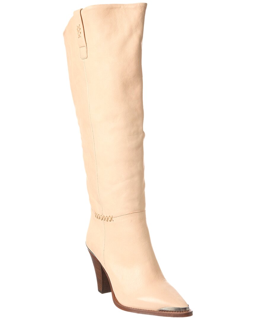 Shop Free People Stevie Leather Knee-high Boot In White
