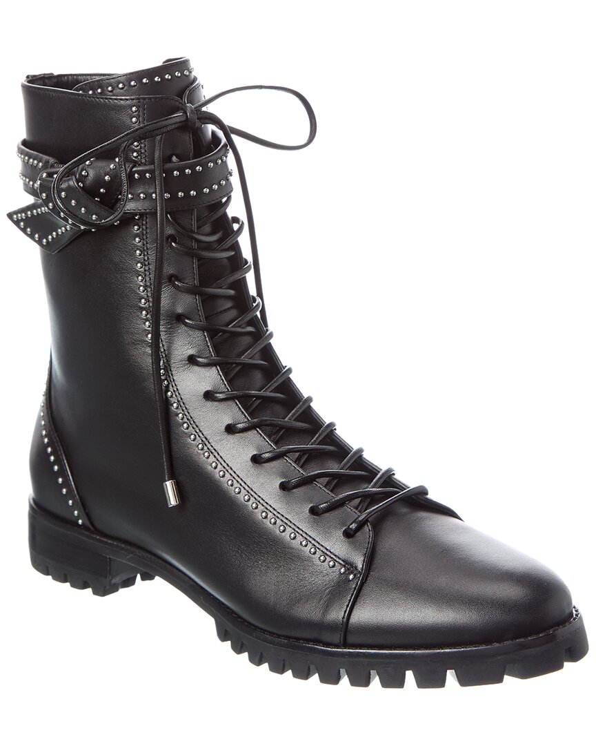 Alexandre Birman Evelyn Studs Leather Boot In Black