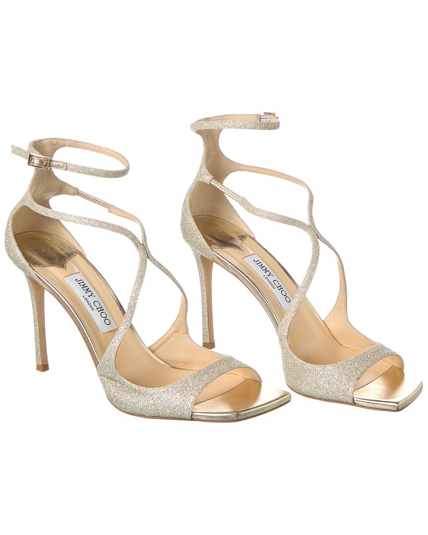 Jimmy Choo Azia 95 Glitter-embellished Sandals In Metallic