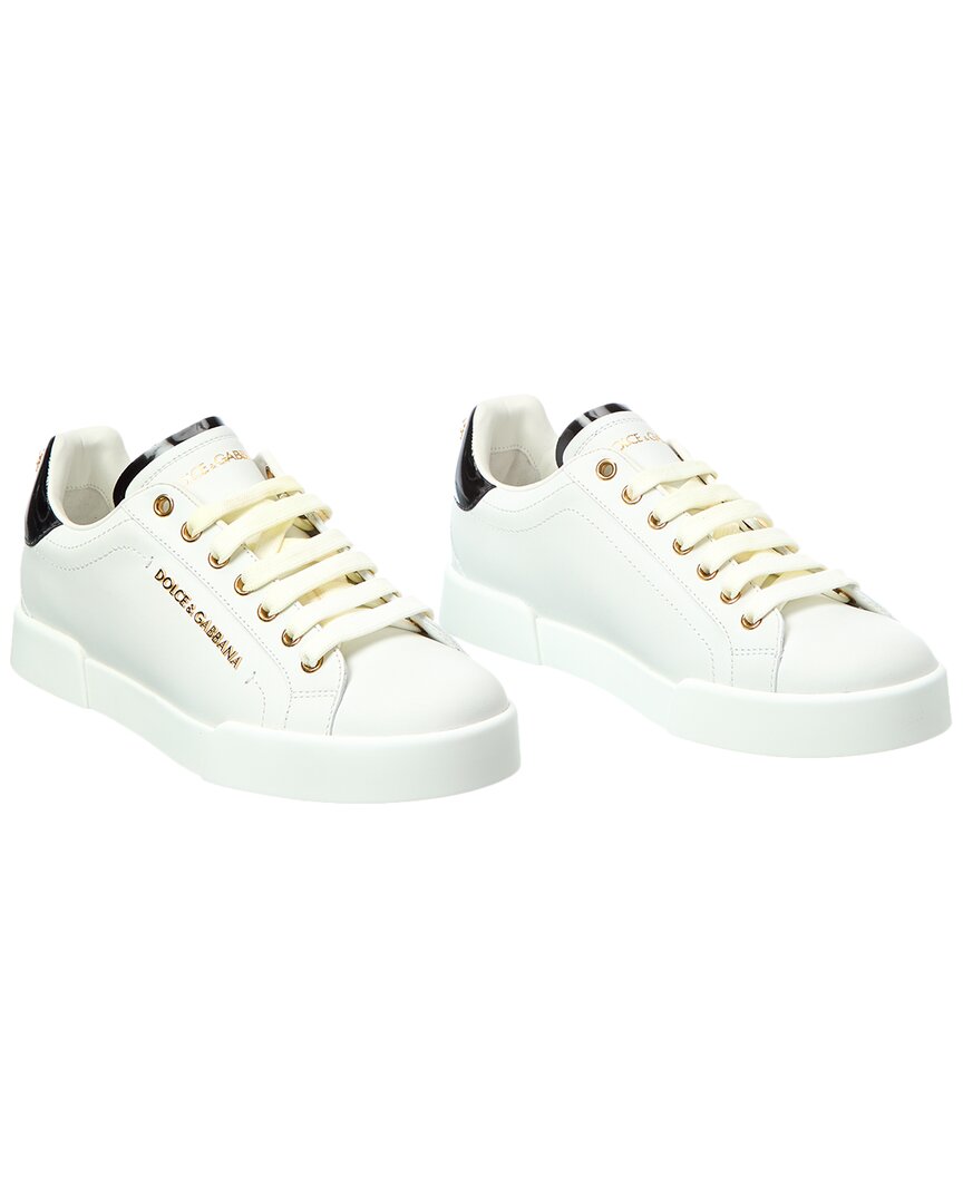 Dolce & Gabbana Dolce&gabbana White And Gold Low Sneakers