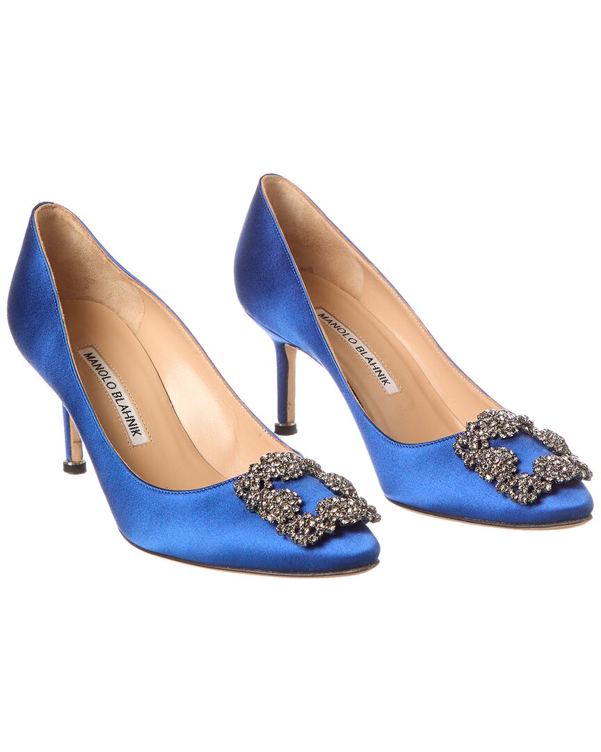 Shop Manolo Blahnik Hangisi 70 Satin Pump (authentic Pre-loved)