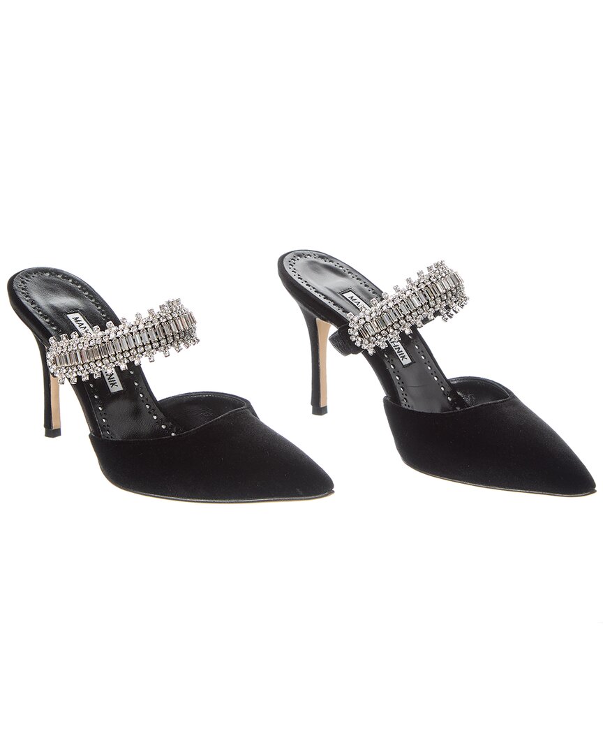 Manolo Blahnik Lutara 90 Velvet Pump (authentic Pre-loved) In Black