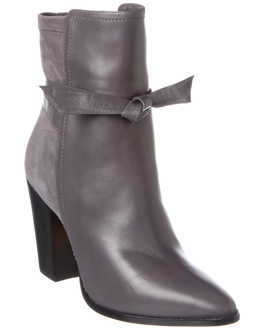 Alexandre Birman Clarita Tie 90 Leather & Suede Bootie In Grey