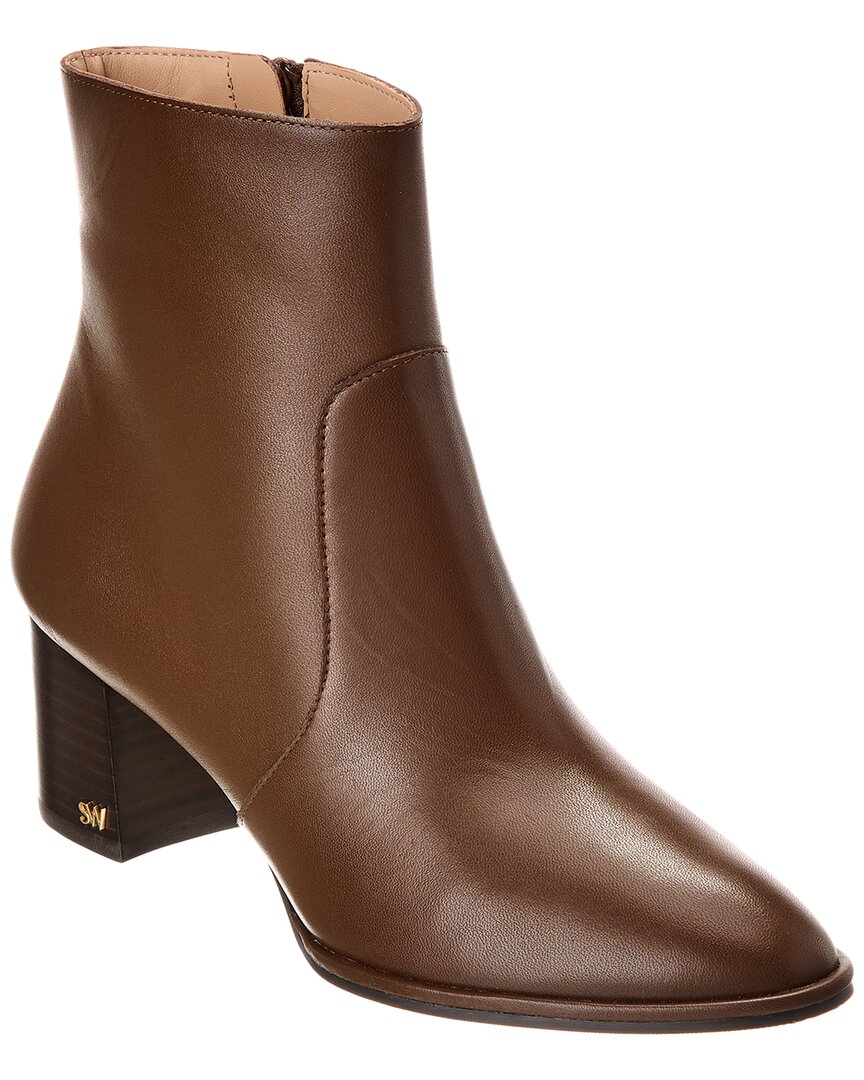 Stuart Weitzman Ryland 60 Zip Leather Bootie In Brown