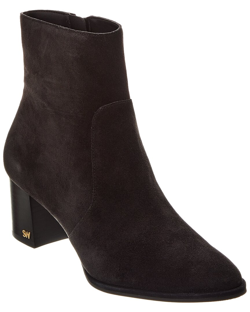 Stuart Weitzman Ryland 60 Zip Suede Bootie In Black