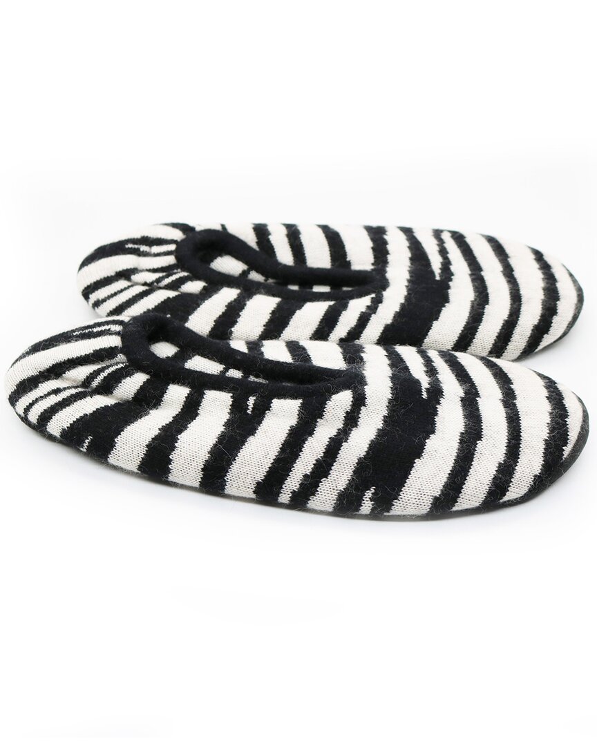 Portolano Ladies Ballerina Slippers In Zebra Print Design In Black/white