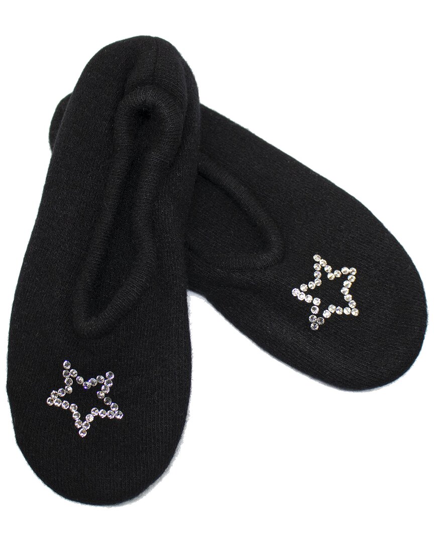 Portolano Ladies Ballerina Slippers With Hotfix Stones Star In Black