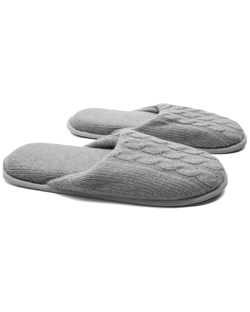 Portolano Ladies Slippers With Cables In Light Grey