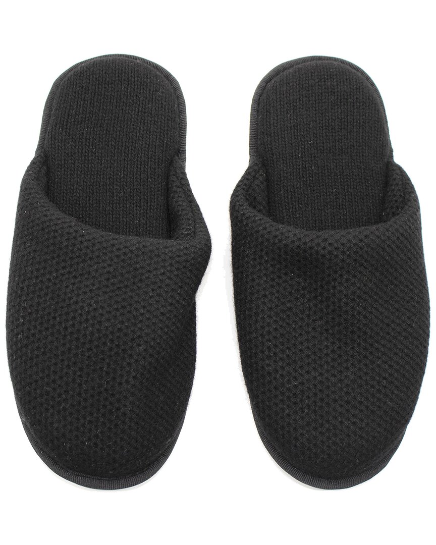 Portolano Ladies Slippers In Honeycomb Stitch In Black