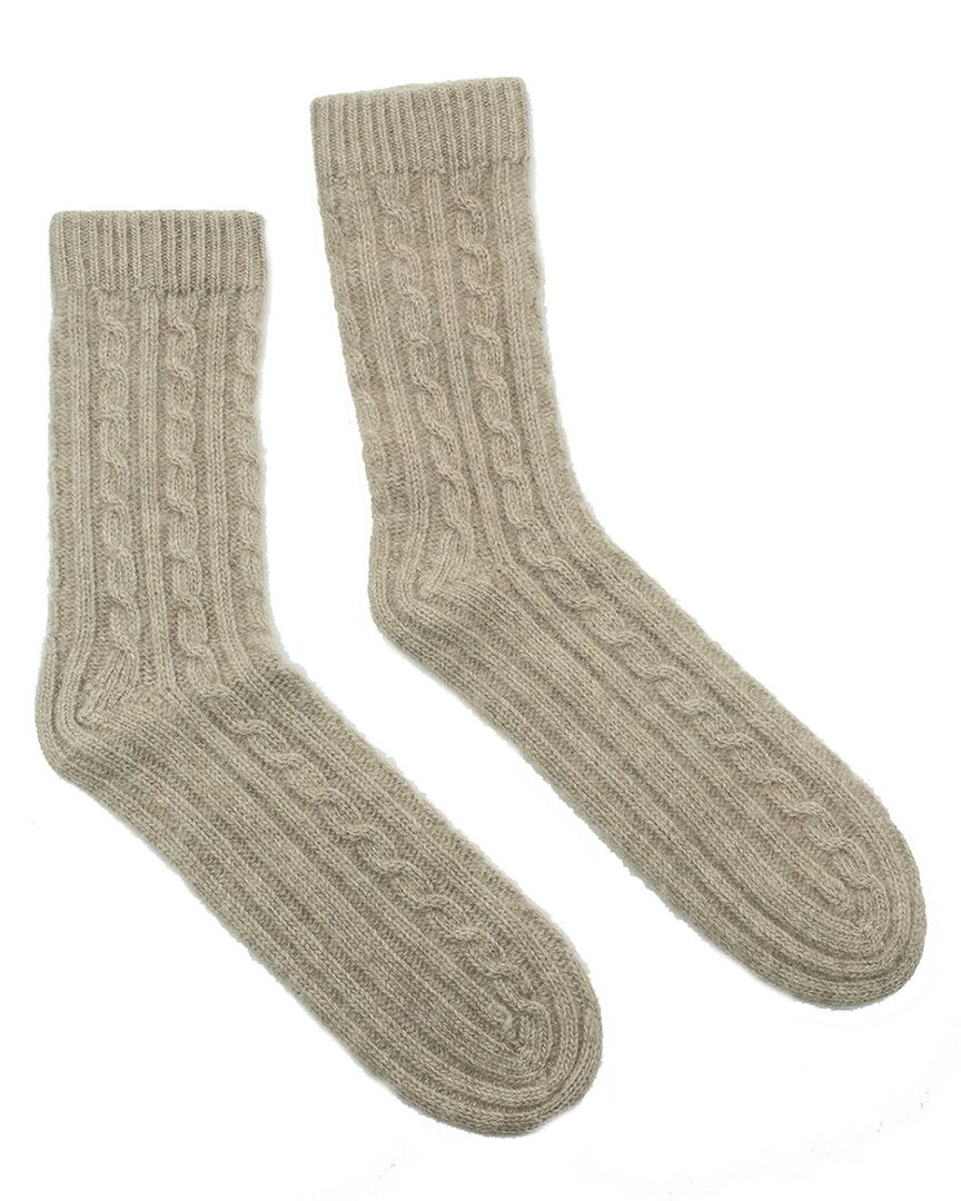 Portolano Ladies Chunky Socks With Rows Of Cables In Brown