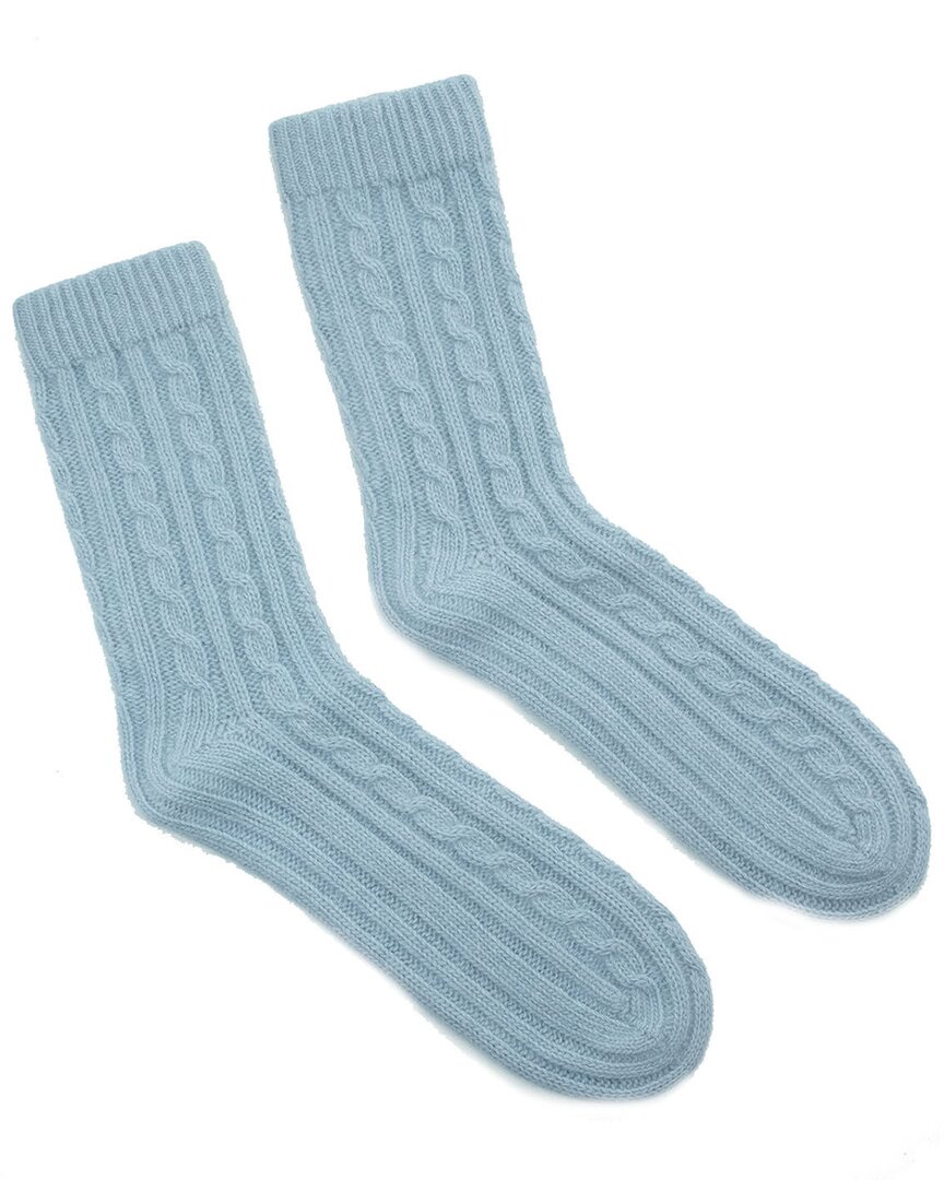 Portolano Ladies Chunky Socks With Rows Of Cables In Light Blue