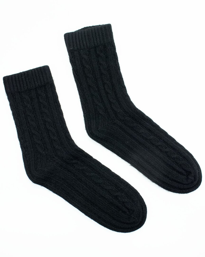 Portolano Ladies Chunky Socks With Rows Of Cables In Black