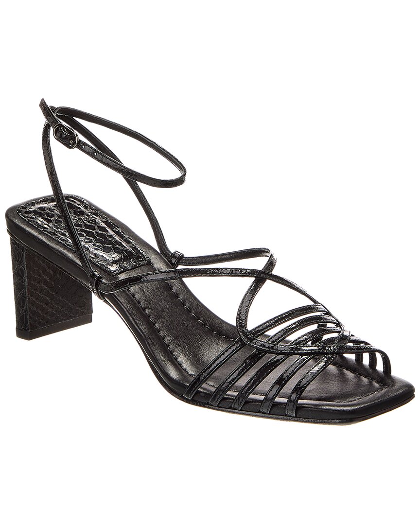 Alexandre Birman Naya 50 Embossed Leather Sandal In Black