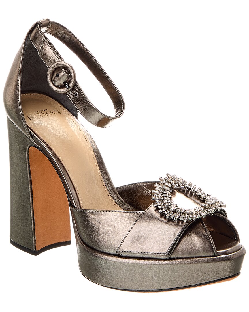 Alexandre Birman Madelina Curve 120 Leather Platform Pump In Silver