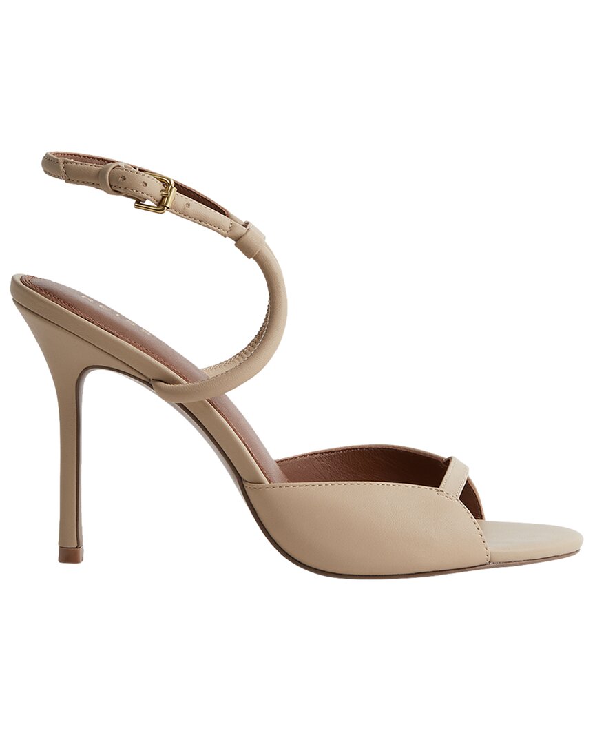 Reiss Biscuit Harper Leather Strappy Heels In Brown