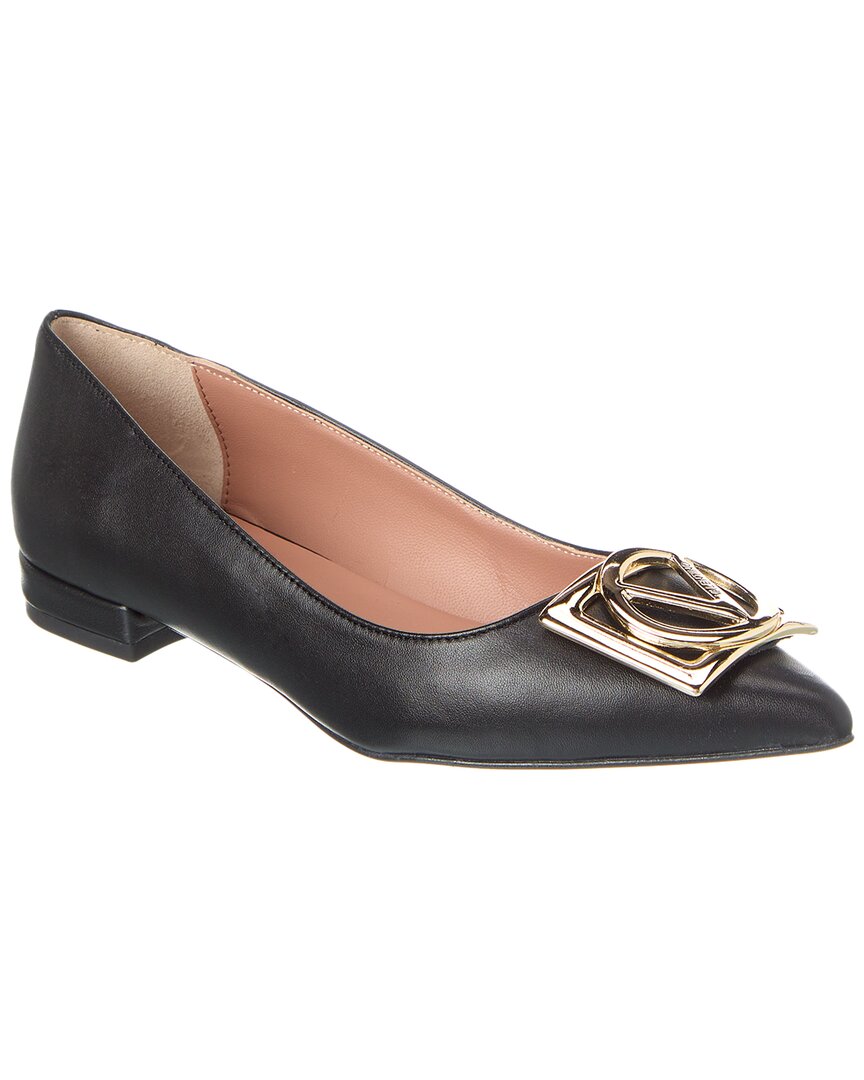 Valentino By Mario Valentino Flora Logo Buckle Pointed Toe Flat In Black