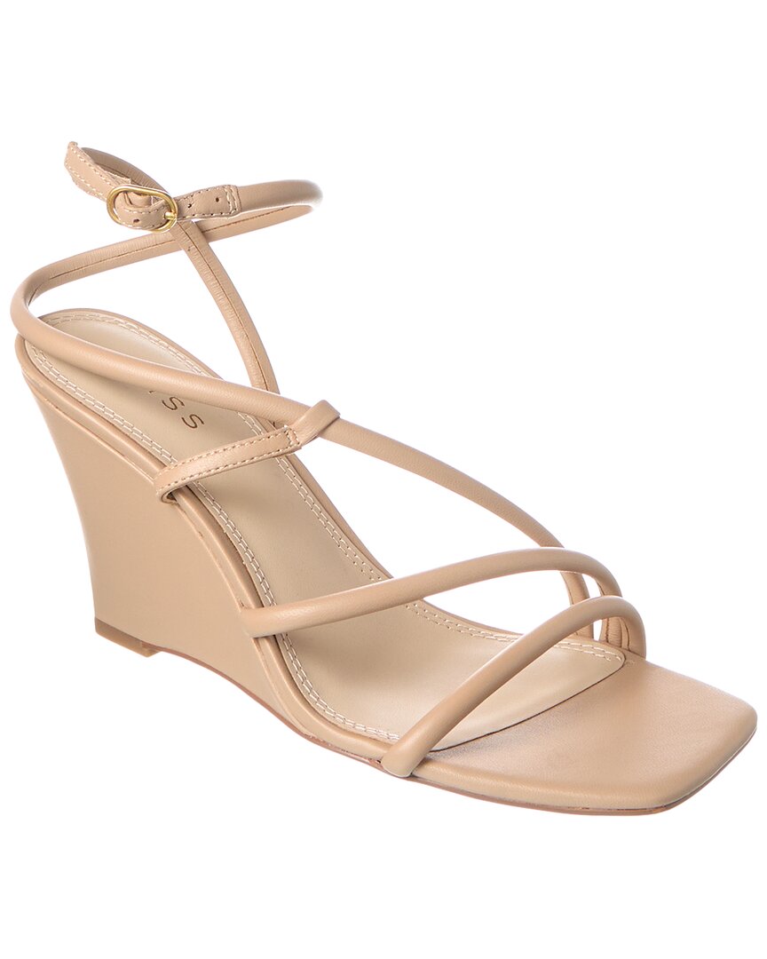 Reiss Cassie Leather Strappy Wedge In Brown