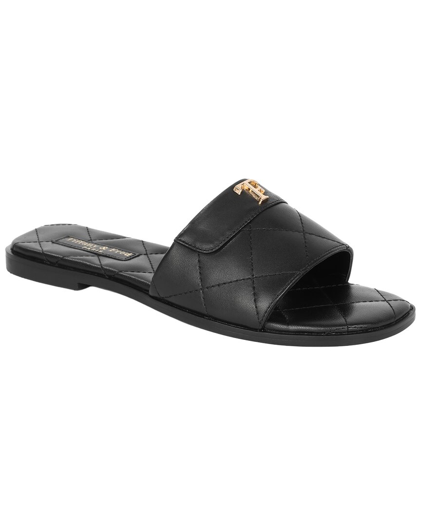 Tiffany & Fred Paris Quilted Leather Sandal In Black