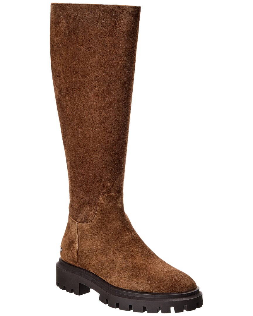 Stuart Weitzman Ultra Lug Suede Knee-high Boot In Brown