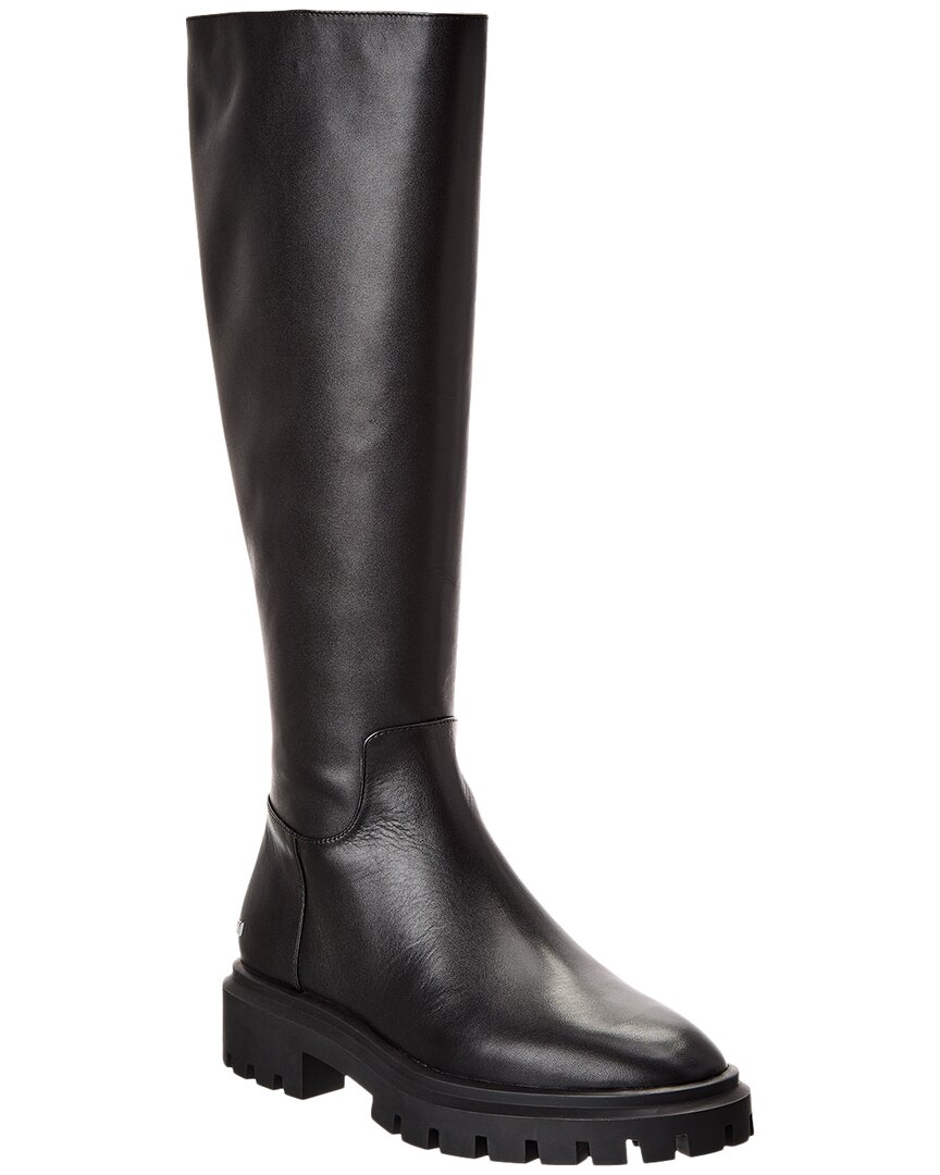 Stuart Weitzman Ultra Lug Leather Knee-high Boot In Black