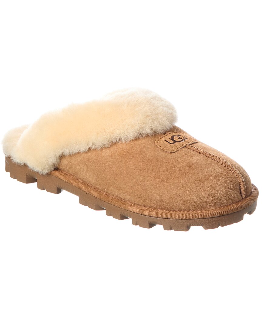 Ugg Coquette Suede & Shearling Slipper In Brown