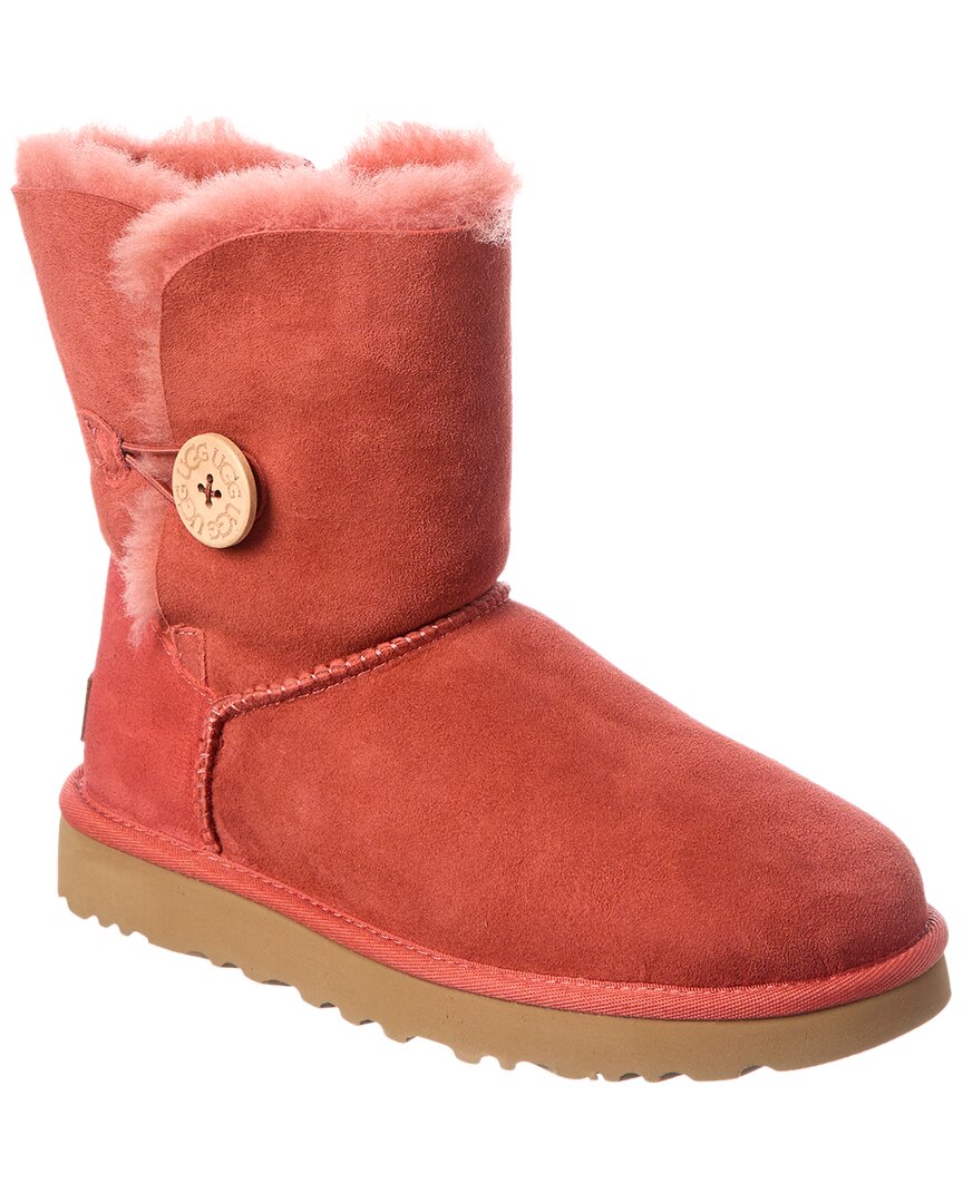 Ugg Bailey Button Ii Suede & Shearling Boot In Red
