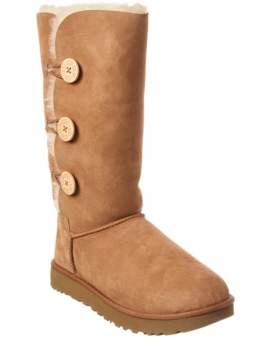 Ugg Bailey Button Triplet Ii Suede & Shearling Boot In Brown