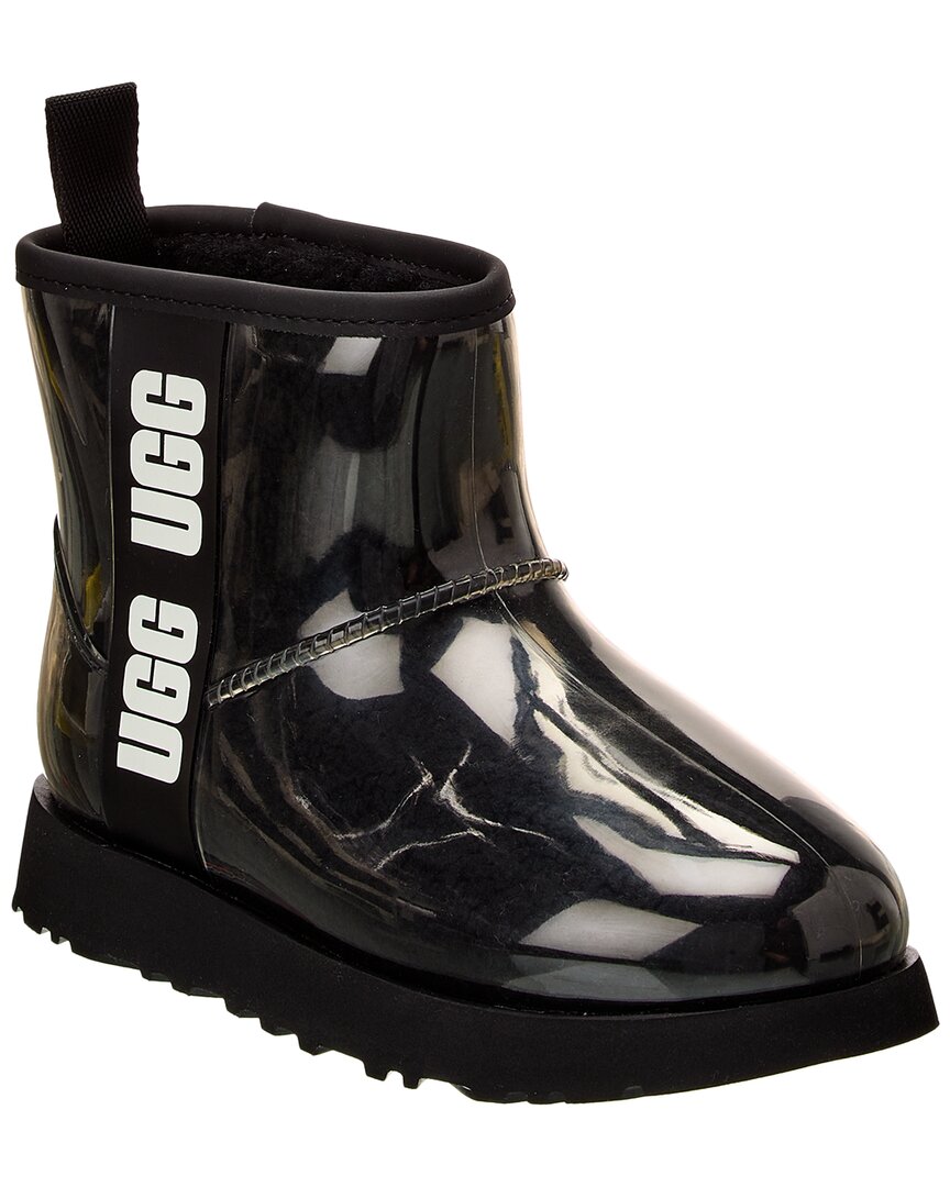 Ugg Classic Clear Mini Pvc And Faux-shearling Boots In Black