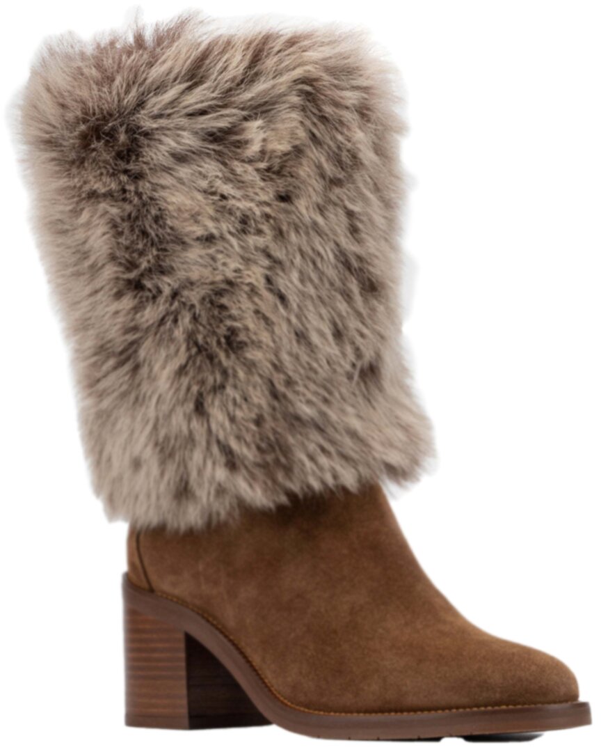 Aquatalia Jolie Suede Shearling Mid Boots