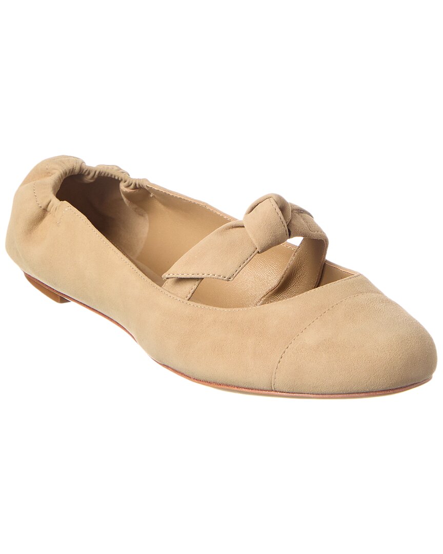 Alexandre Birman Clarita Metallic Bow Ballerina Flats In Brown