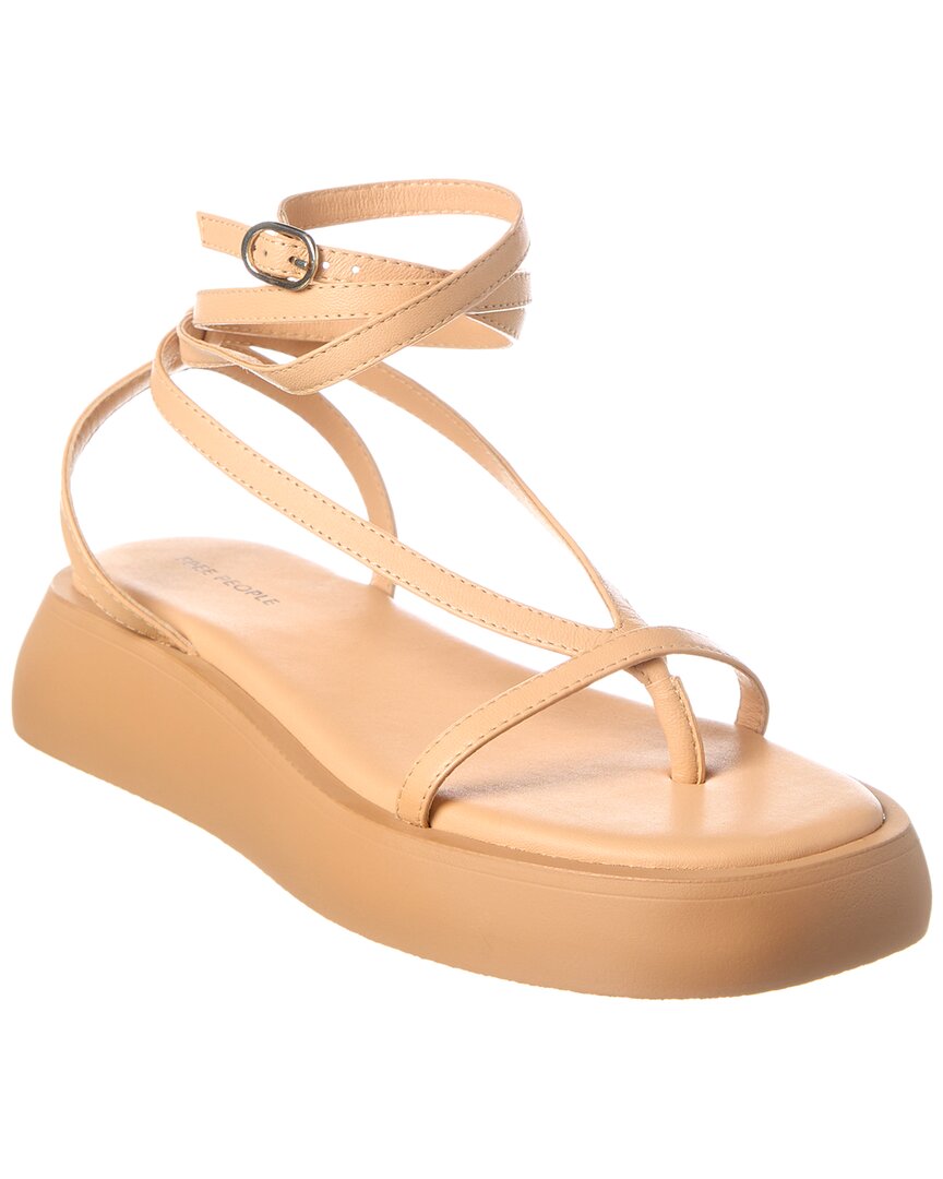 Free People Winnie Wrap Leather Flatform Sandal In Brown