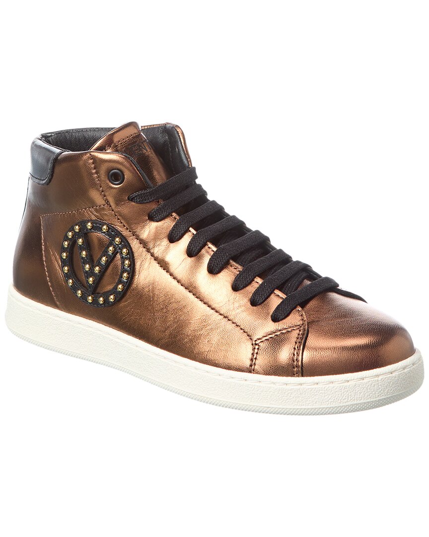 Valentino By Mario Valentino Gaia Leather High-top Sneaker In Gold