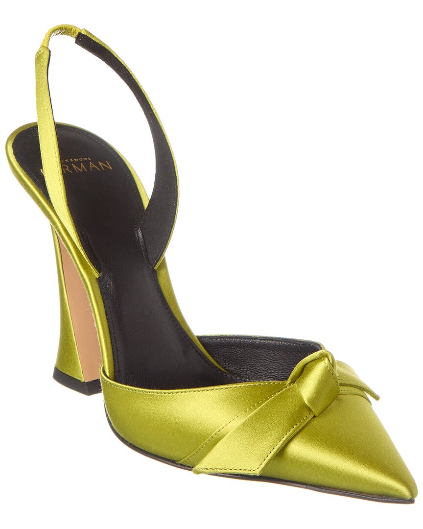 Alexandre Birman Clarita Bell 100 Slingback Satin Pump In Green