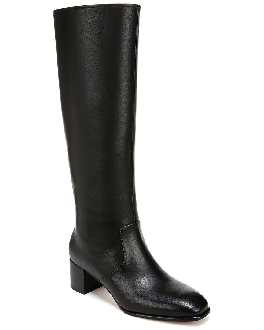Vince Leather Block-heel Knee Boots In Black