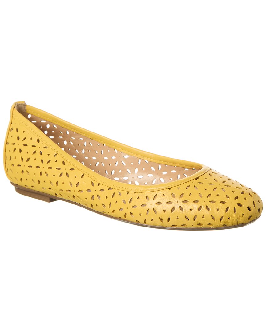 French Sole Leyla Laser Cut Leather Flat In Yellow