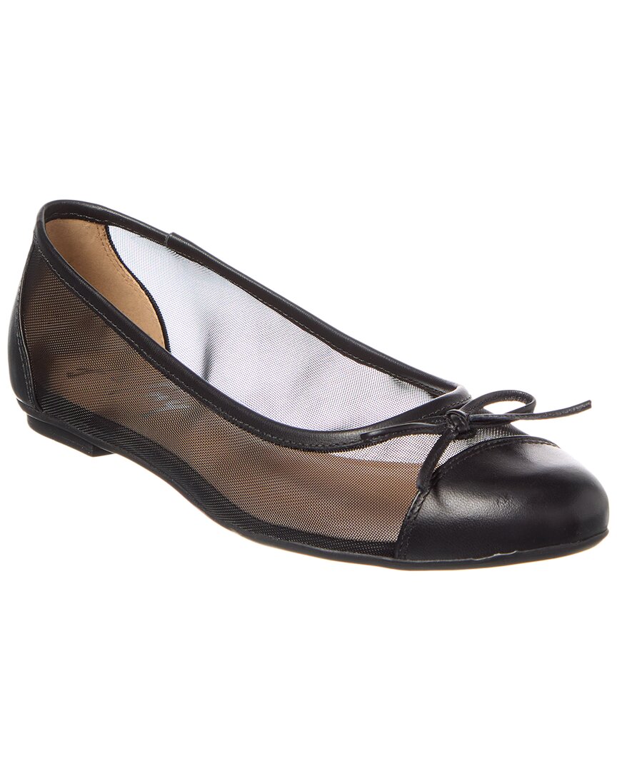 French Sole Cordelia Shimmer Mesh & Leather Flat In Black