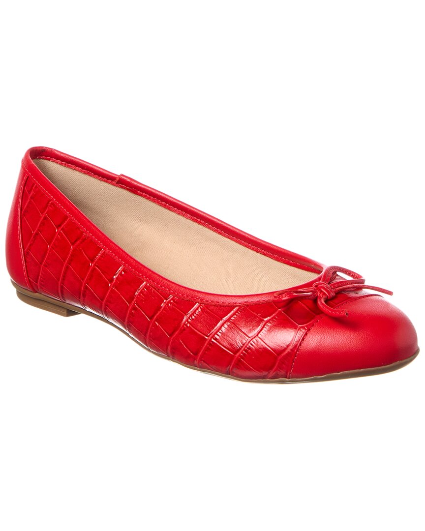 French Sole Cordelia Croc-embossed Leather Flat In Red