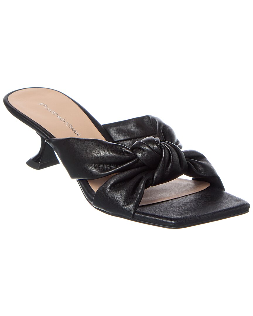 Stuart Weitzman Playa 50 Knot Kitten Heel Sandal In Black