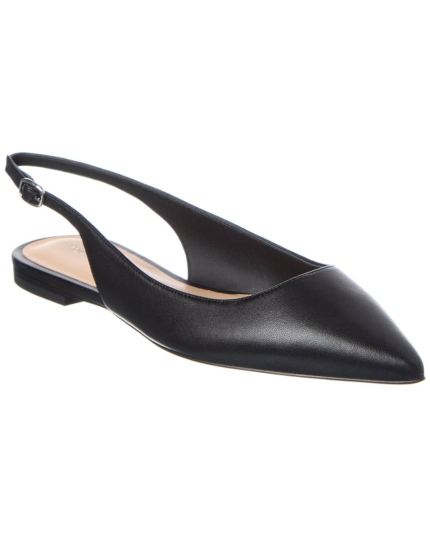 Shop Stuart Weitzman Mara Leather Slingback Flat In Black