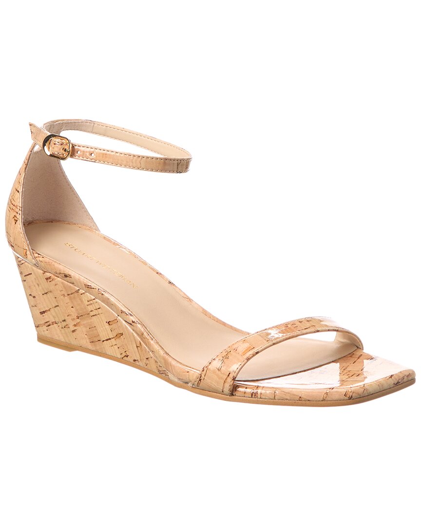 Stuart Weitzman Nudistcurve 50 Cork Wedge Sandal In Brown
