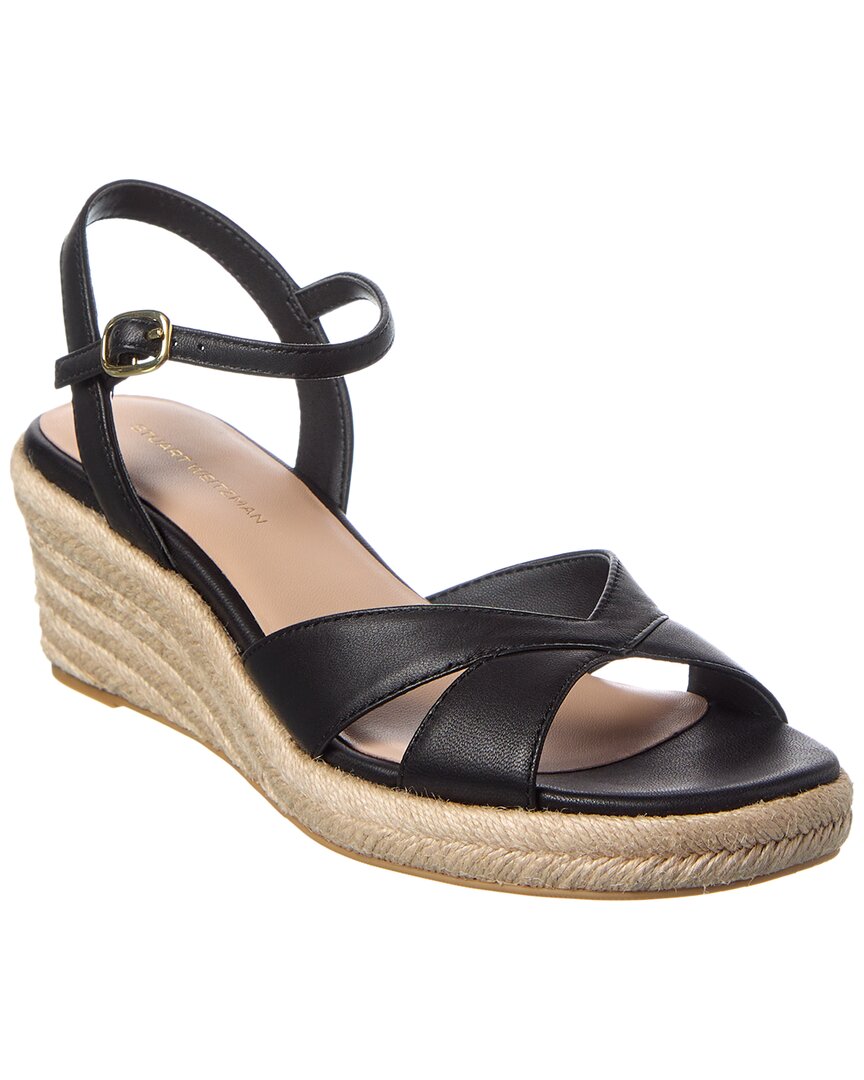 Shop Stuart Weitzman Miami Espadrille Canvas & Leather Wedge